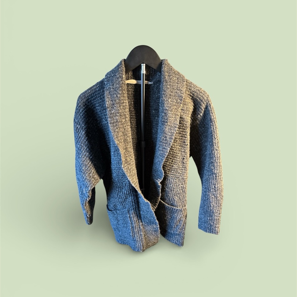 Athleta Dark Heather Gray Open-Front Knit Cardigan